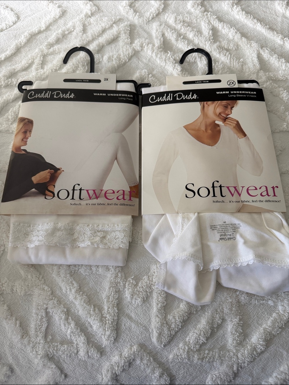 Cuddl Duds Softwear Women's Long Sleeve Thermal Tops - White (Pair)
